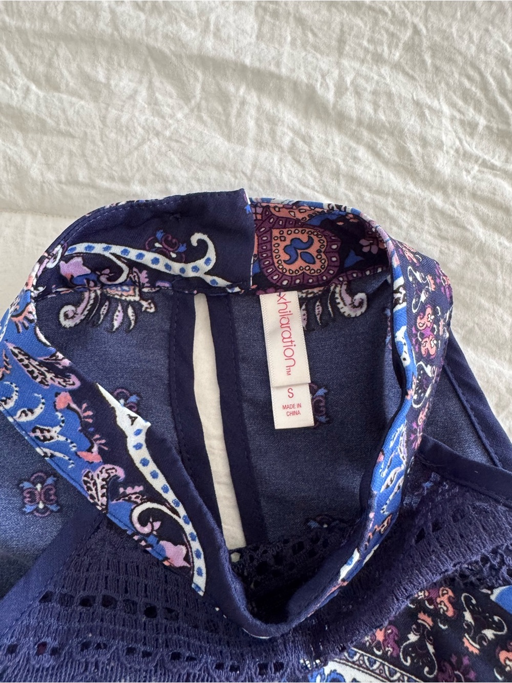 Boho Halter Medallion Print Dress in Navy & Purple - Picture 5 of 10
